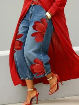 Office Lady Chic Loose All Season Pants Elegant Women Straight Printing Patchwork Pants Outdoor Casual Long Pants 2026 Trousers