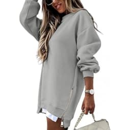 Style Pullover Hoodie Regular Fit Commute Style with Round Neck Asymmetrical No Hood Standard Length Single Women Sweatshirt
