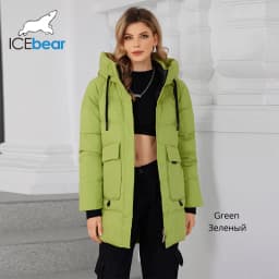 ICEbear Women's Winter Padded Jacket 2024 Hooded Zipper Warm Stylish Coat GWD3781I