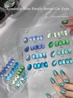 1-12pcs TC Summer Blue Glass Bead Cat Eye Gel Nail Polish Flash White Spar Nude Color Magnet Nail Art Gel Salon Christmas Nails