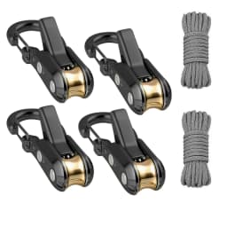 Rope Set with Roller Tensioner, Metal Pulley Camping Tent Securing Rope, Equipped with Safety Lock, Adjustable Rope Hook Fastene
