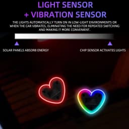 1PCS USB Solar Powered Heartshaped Symphony Colorful Led Ambient Light Bedroom Night light Front Rear Windowsheid Decoration