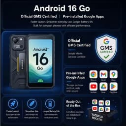 YACDELO ROCK V1 Mini Smartphone Compact Size 4.96' Display 3GB 32GB Removable 3000mAh Battery Android 16 GO Light Weight Phone