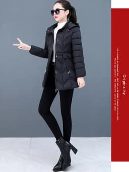 Seasonal Cotton down Jacket Women's Mid-Length Slim Fit Spring Autumn Winter Cotton Coat Hooded Zipper Closure Color