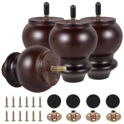 4Pcs Furniture Leg Set Solid Wood Sofa Legs Replacement Feet Fittings Height 4 Inch Coffee Table TV Cabinet Wooden Legs