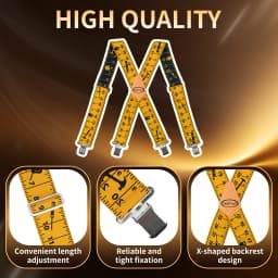 Mens Suspenders 2" Wide Adjustable and Elastic Braces X Shape with Very Strong Clips - Heavy Duty tape measure suspenders formen