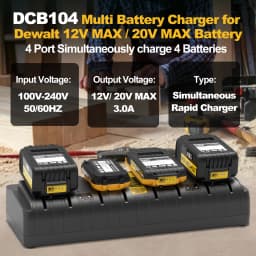 DCB104 For Dewalt 12V 20V Battery Charger 3A Dual 4 Port Charger For Dewalt 20V Lithium Battery DCB120 DCB112 DCB206 DCB208
