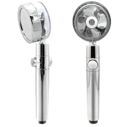 ZhangJi New Propeller Driven Shower Head with Stop Button and Cotton Filter Turbocharged High Pressure Handheld Shower Nozzle