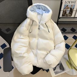 Winter Thickened Hooded down Cotton Jacket Men's Basic Style Warm Cotton Coat Versatile Cotton Outerwear Coat for Teens