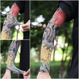 Ultra thin seamle Tattoo Flower Arm For Men Women Cool Travel Cycling Elastic Scratch Resistant Sunscreen Arm Sleeves Accessorie