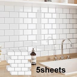 5/10 Sheets Waterproof Peel and Stick Backsplash Wall Tile for Kitchen Bathroom Easy To Clean  Room Decor Wall Decor