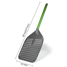 12" Hard Anodized Perforated Pizza Peel Rectangle Pizza Turning Shovel Set Aluminum Pizza Peel Paddle 40cm Long Silicone Handle