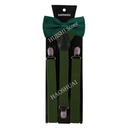 Suspenders Man Bowtie Solid Color Elastic PU Leather Suspenders For Man Belt Adjustable Straps For Wedding Bow Tie Accessories