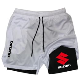 SUZUKI Newest Shorts Men 2 in 1 Running Training Gym Shorts Fitness Joggers Jogging Summer Sports Shorts Workout Short Pants