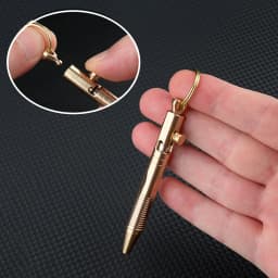 Brass Quick Release Writing Pen Cylindrical Bolt Ballpoint Pen Mini Keychain Business Signature Stationery Gift Pen EDC Tool