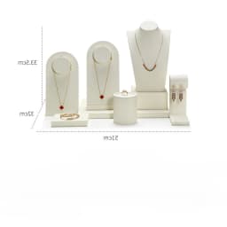 Beige Jewelry Display Set Luxury Window Display Stand Holder for Necklace Ring Earring Counter Showcase Tray Decor