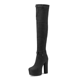 Wearing Mini Bags denim boots High Thick Heels Ultra-High Platform Ankle Buckles Boot Cuffs Belt Buckles Over The Knee Boots