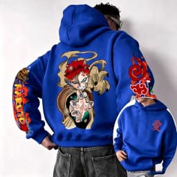 Naruto Gaara 2026 Spring and Autumn New Cartoon Anime Harajuku Y2K Street Fashion Couple Hooded Sweatshirt