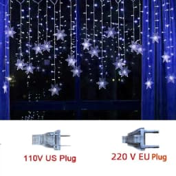 Christmas Decorations 2025 Snowflake Window Curtain Garlands Led Icicle Fairy Lights Flashing 8 Modes US/ EU-Plug New Year 2026