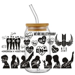 Korean Popular Music Group UV DTF Bottle Stickers Glasses Cup Transfer Stickers DIY Stationery Computer Waterproof Sticker