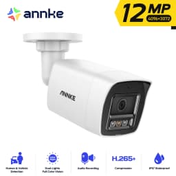 ANNKE 12MP Outdoor Smart Dual Light PoE Security Camera Color IR Night Vision Built-in Microphone IP67 Smart Home H.265+