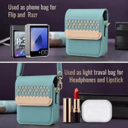 Luxury Embossed Small Flower Universal Bag Case For Samsung Z flip 7 6 5 4 3 7Fe Long Lanyard Shoulder Strap Back Cute Cover