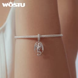 WOSTU 925 Sterling Silver Flying Dragon Charms Pendant Colorful Phoenix Beads Fit Original DIY Bracelet Wholesale