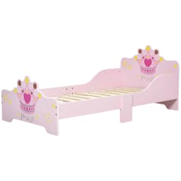 HOMCOM Kids Toddler Bed Princess Crown Theme Safety Side Rails Slats Home Bedroom Furniture 3-6 Yrs Pink 143 x 73 x 60 cm