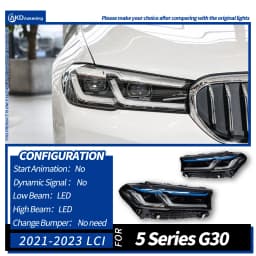 AKD Head Lamp for BMW G30 G38 LED Headlight 2018-2023 Headlights 525i 530i M5 DRL Turn Signal High Beam Angel Eye Projector Lens