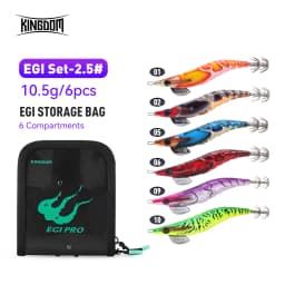 Kingdom 6pcs EGI Squid Bait Set 2.2# 2.5# 3.0# Artificial Jigging Lures Sea Fishing Octopus Cuttlefish Luminous Sinking Lure