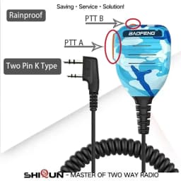 Baofeng UV-13Pro Waterproof Microphone Shoulder Speaker UV-9R PRO 2 Pins for Walkie UV-5R/UV-82/UV-16/TH UV8000D Two Way Radio