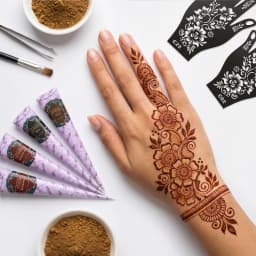 Pattern Tattoo Stencils for Women Hollow Henna Flower Tattoo Stencils for Hand Fingers Reusable Tattoo Templates Tattoo Tools