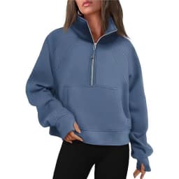 Women's Autumn/Winter Half-Zip Stand Collar Sweatshirt Casual Versatile Long Sleeve Hoodies Pullover