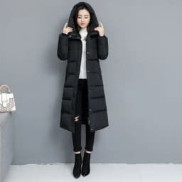 plus Size Women's Winter Cotton Jacket Thickened Long over Knee down Coat Warm Commuter Style Zipper Closure Color