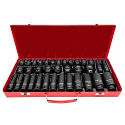 New 35Pcs Metric 6 Point 1/2" Inch Drive Deep Impact Socket Long Short Thin Wall Spindle Axle Nut Sockets Set 8mm-32mm
