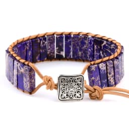 High Quality Multicolor Bracelet Natural Stone Gem Leather Tibetan Gypsy Adjustable Bead Wrap Bracelet Jewelry Collection