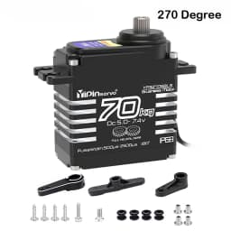 70kg Digital Servo 8.4V 180 Degree Brushless RC Servo Motor High Torgue IP68 Steel Helical Gear with 25T Servo Arm 1/8, 1/10 Car
