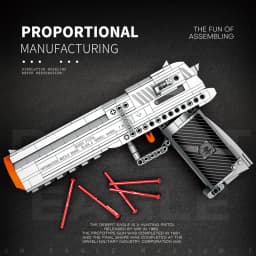 Military Series Building Block 356PCS Desert Eagle Pistol Can Shoot Model DIY Assemble Puzzle Brick Wargame Toys Birthday Gift