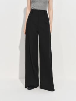 FSLE 2026 Spring Women's Wide Leg Trousers Wool Blend Acetate Pants High Waist Office Chic Pant Versatile Minimalist Soft Pants