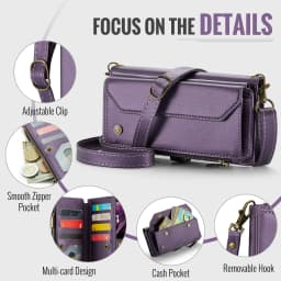 for iPhone Air/17/17 Pro/17 ProMax Case Wallet RFID Blocking with 7-Card Holder Zipper Bills,Wristlet Shoulder Strap Wallet Case