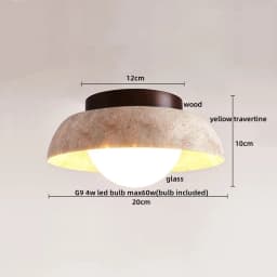 IWHD Wood Canopy LED Ceiling Light Fixture Nordic Modern Simple Ellipse Natural Yellow Travertine Ceiling Lamp Lamparas De Techo