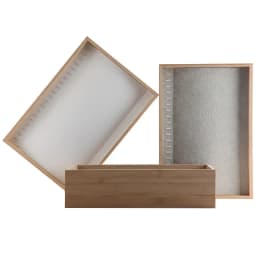 Wood Jewelry Display Tray with Storage Box and Racks for Necklaces, Bracelets, and Accessories