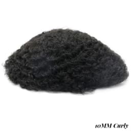 ISKIN Men Toupee Human Hair Curly Thin Skin PU Men's Capillary Prosthesis With Knots Indian Remy Hair System Unit Natural Wigs