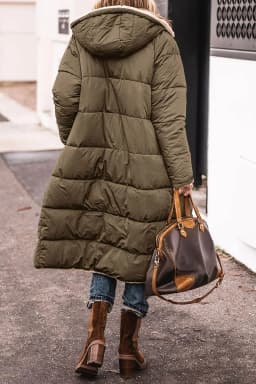 Women Autumn Winter Parkas Solid Color Long Sleeve Hooded Zippers Pockets Warm Casual Fashion Comfortable Regular Standard Fit
