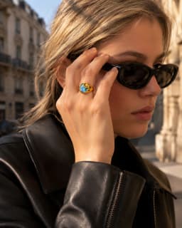 La. Muses Rainbow Abalone Shell Series Stainless Steel Women's Ring PVD Gold Plated Fashion Jewelry Accessories