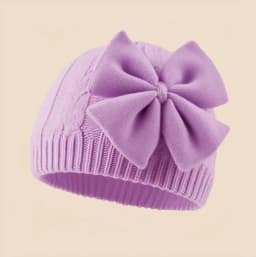 0-2Y Baby Knit Hat with Large Bow Soft Stretchy Winter Hat for Girls & Boys Lightweight Warm Beanie for Christmas, Thanksgiving