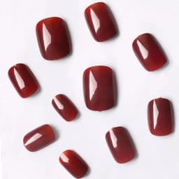 24pcs French-Pressed Dark Red Square Medium-Length False Nails Reusable Acrylic Nails Full Coverage Acrylic False Nails