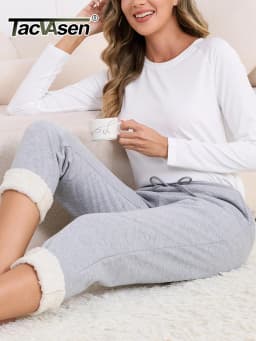 TACVASEN Warm Sherpa Lined Thermal Drawstring Sweatpants Women's Winter Fleece Pants Insulated Athletic Joggers with Pockets