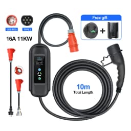 KOLANKY 16A 11KW Portable EV Charger Wallbox Type 2 IEC-62169 Standard Charging Timer For Eletric Vehicle Hybrid Cars Cable 10M