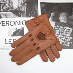 New Men's Deerskin Gloves Leather Touch Screen Breathable Thin Single Leather Unlined Driving Gloves